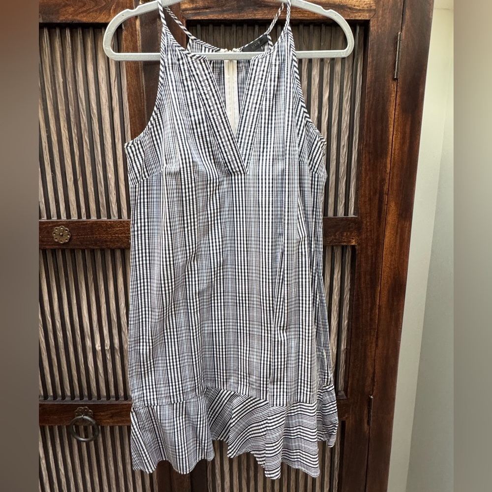 EUC J Crew Navy and White Checkered Sleeveless Dress - Size 2